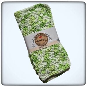 Handmade Cotton Dish Wash Cloth Set of 3-Rainbow Mixed Lime Green